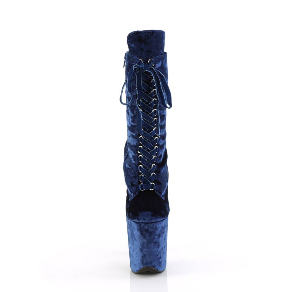 Pleaser - FLAMINGO-1045VEL Plattformstiefel, Poledance Schuhe - Blau